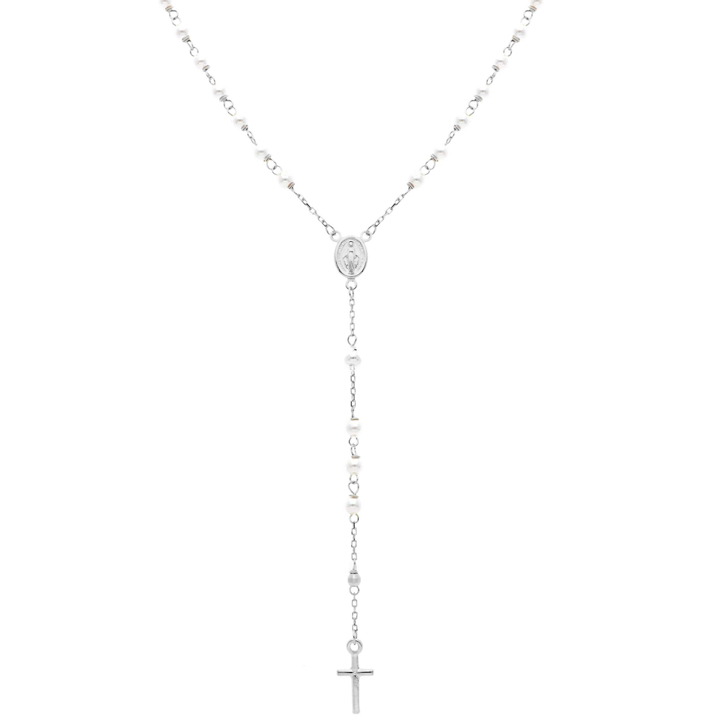 Κολιέ ροζάριο απο λευκόχρυσο κ14 (code S168037)